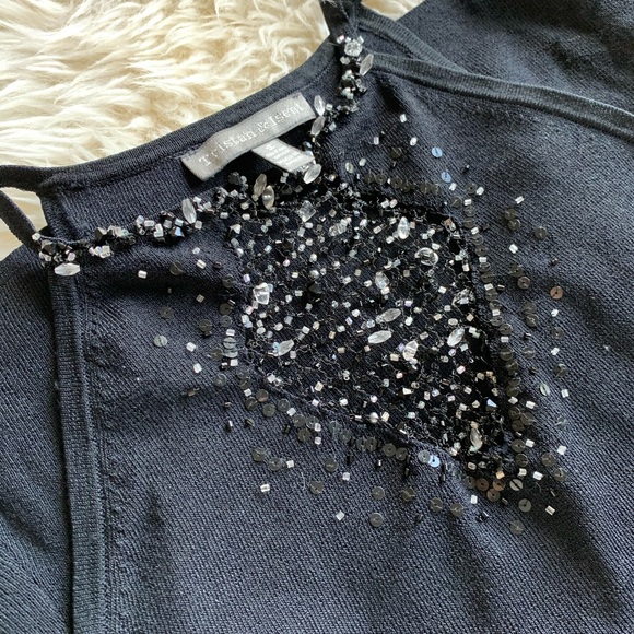 Tristan & Iseut dressy heavy knit tank top - Sz S - Picture 2 of 3